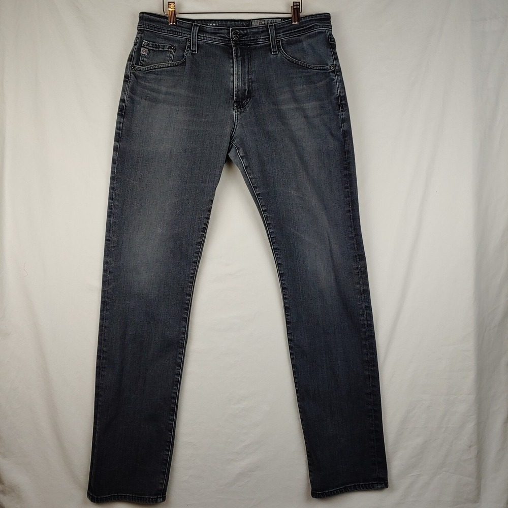 Adriano Goldschmied Jeans Mens 32R (34x33) Gray Everett Slim Straight Fit Denim